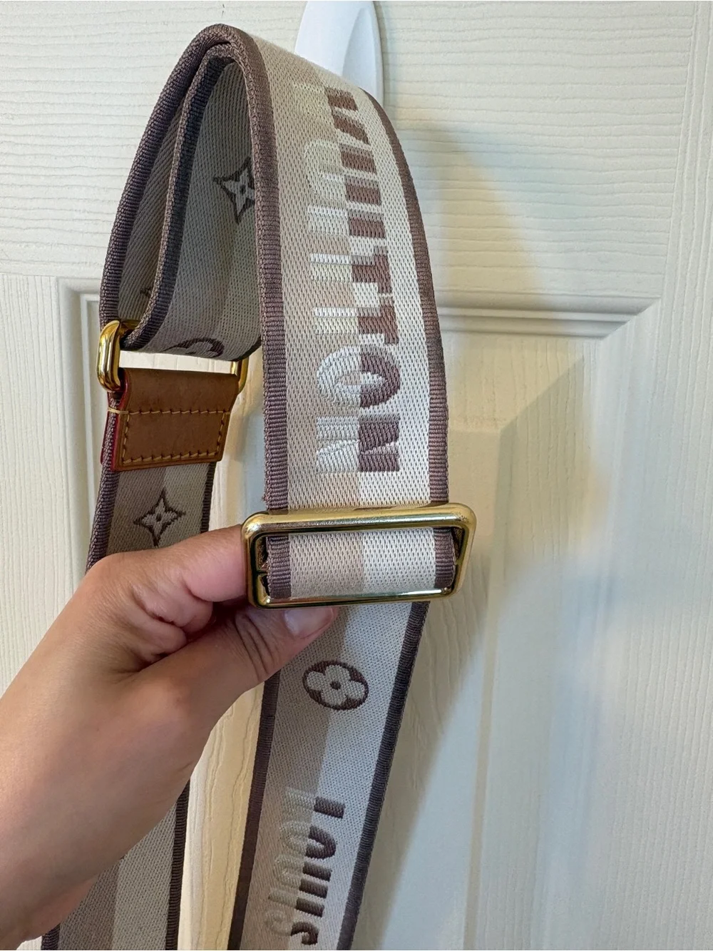 Louis Vuitton Beige and Tan Bandoulière Strap with Gold Hardware